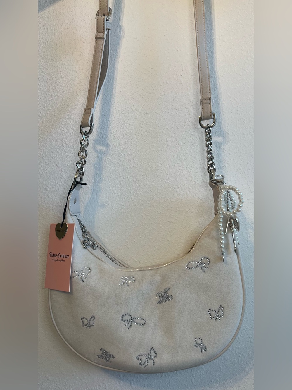 Juicy Couture Cream Pearl-Embellished Shoulder Bag - Picture 8 of 8